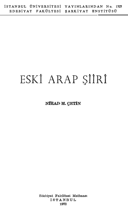Eski Arap Şiiri PDF İndir – Nihad Çetin