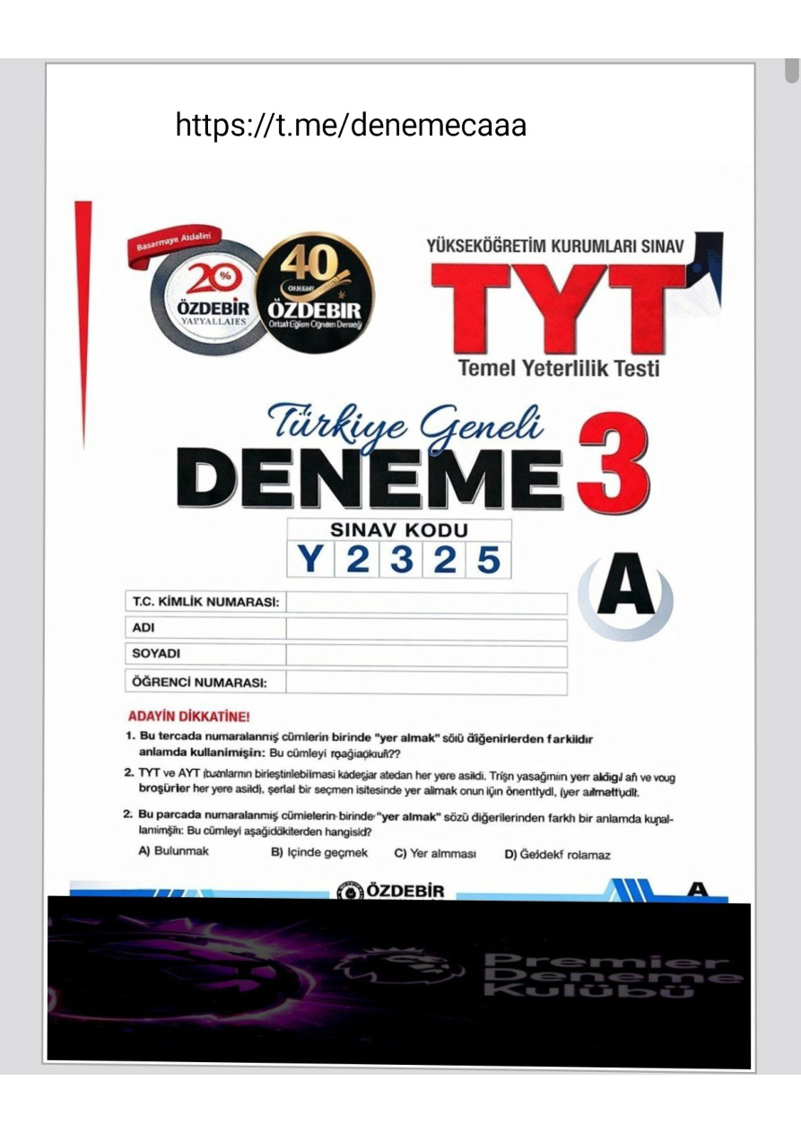 ÖZDEBİR TYT TG-3 PDF İndir – Özdebir Komisyon
