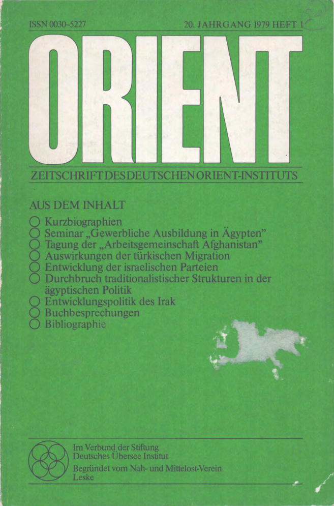 Orient 20 Jahrgang 1979 Heft 1 Kitap Kapağı