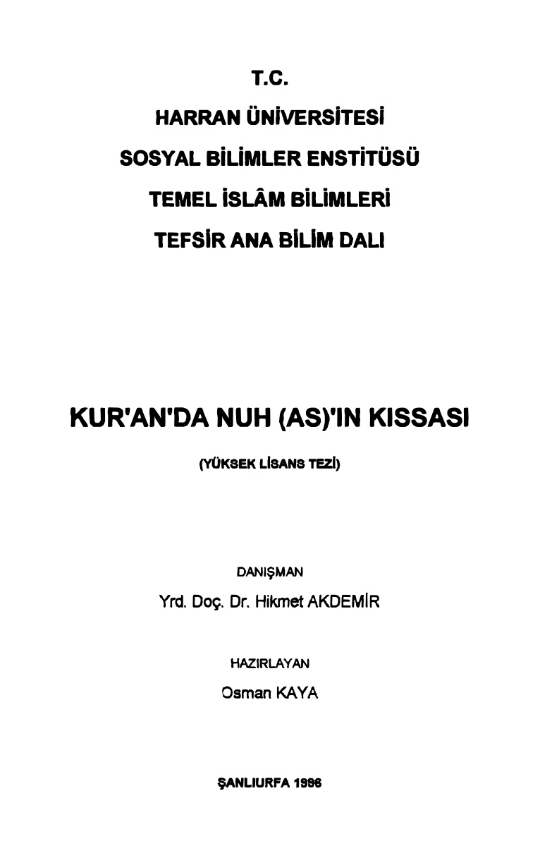 Kuranda Nuh (as)’ın Kıssası PDF İndir – Osman Kaya