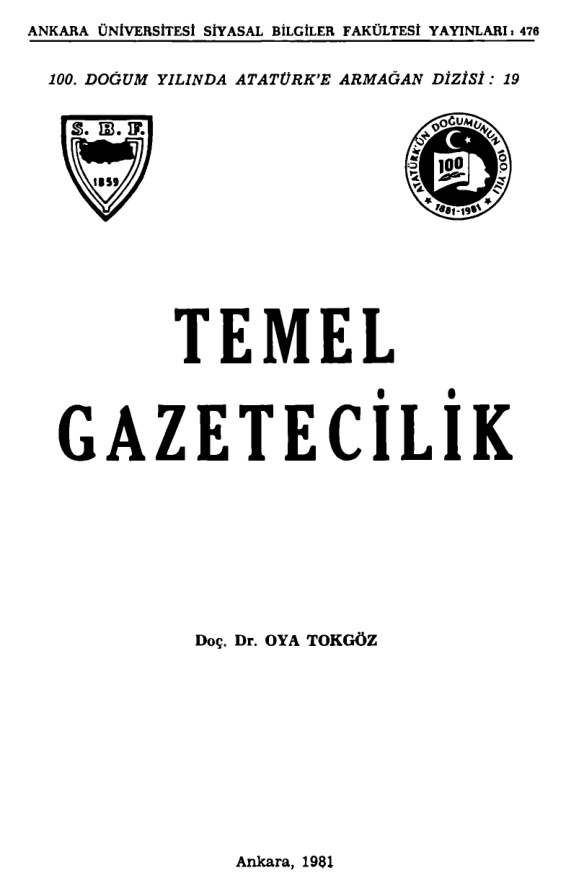 Temel Gazetecilik (AÜSBF) PDF İndir – Oya Tokgöz