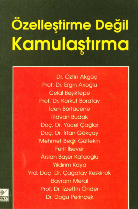 Özelleştirme Değil Kamulaştırma PDF İndir – Öztin Akgüç vd.