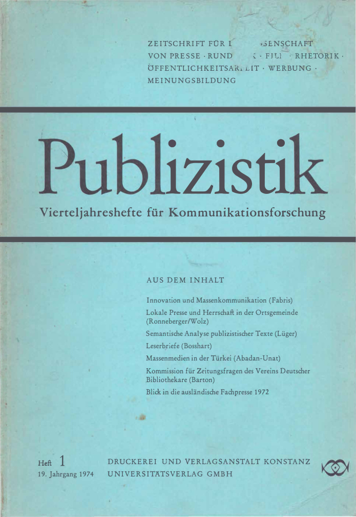 Publizistik Heft 1 1974 PDF İndir – Kolektif