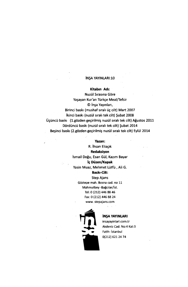 Nüzul Sırasına Göre Yaşayan Kur’an Meal-Tefsir PDF İndir – R. İhsan Eliaçık