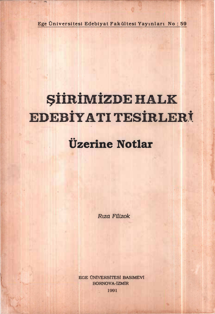 Şiirimizde Halk Edebiyatı Tesirleri PDF İndir – Rıza Filizok