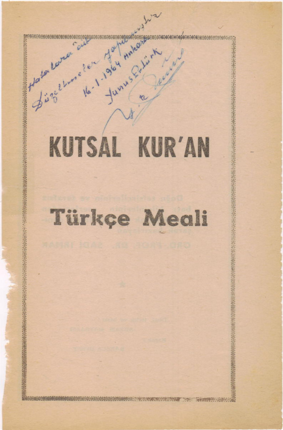 Kutsal Kuran Türkçe Meali PDF İndir – Sadi Irmak