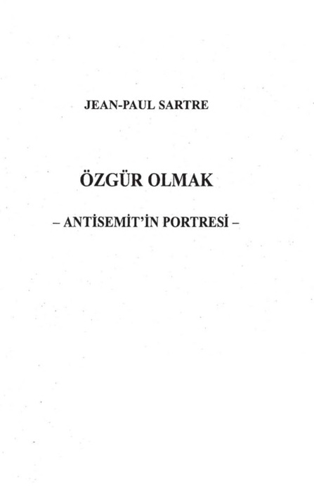 Özgür Olmak Antisemit’in Portresi PDF İndir – Jean-Paul Sartre