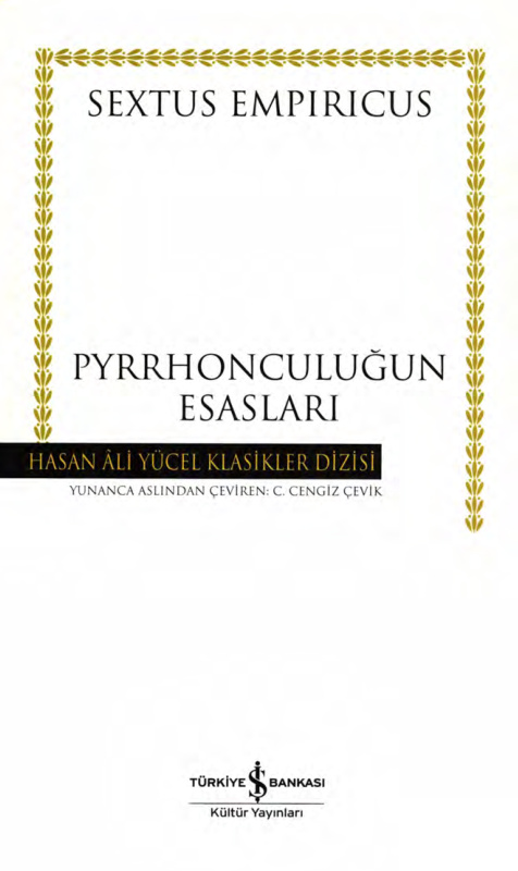 Pyrhonculuğun Esasları PDF İndir – Sextus Empiricus