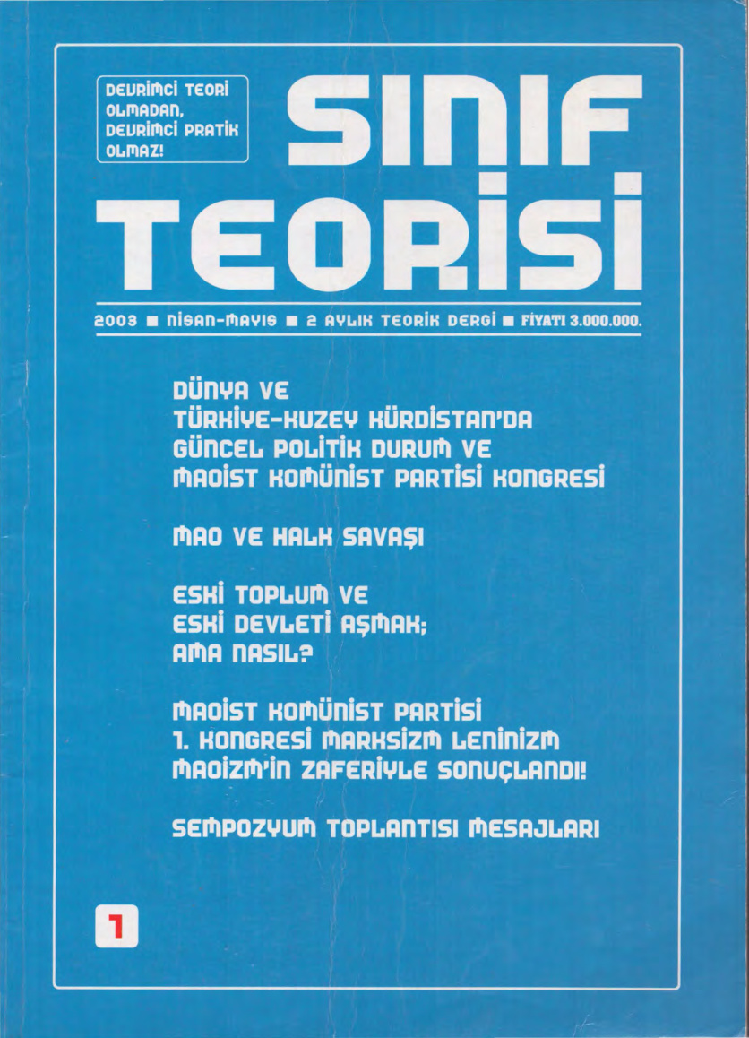 Sınıf Teorisi Sayı 01 Nisan-Mayıs 2003 PDF İndir – Kolektif