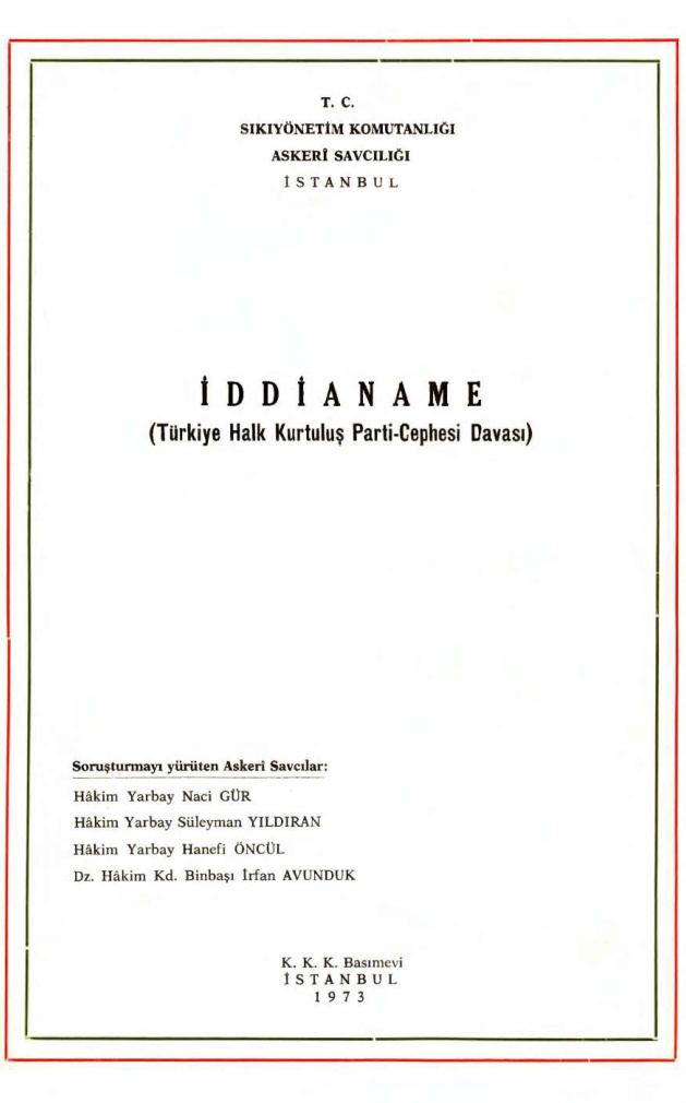 THKP-C Davası İddianame PDF İndir – Kolektif
