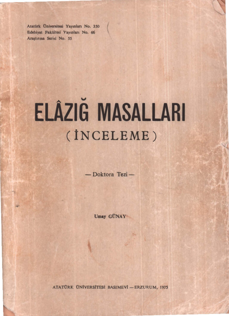 Umay Günay Elazığ Masalları AÜ Yayınları Kitap Kapağı