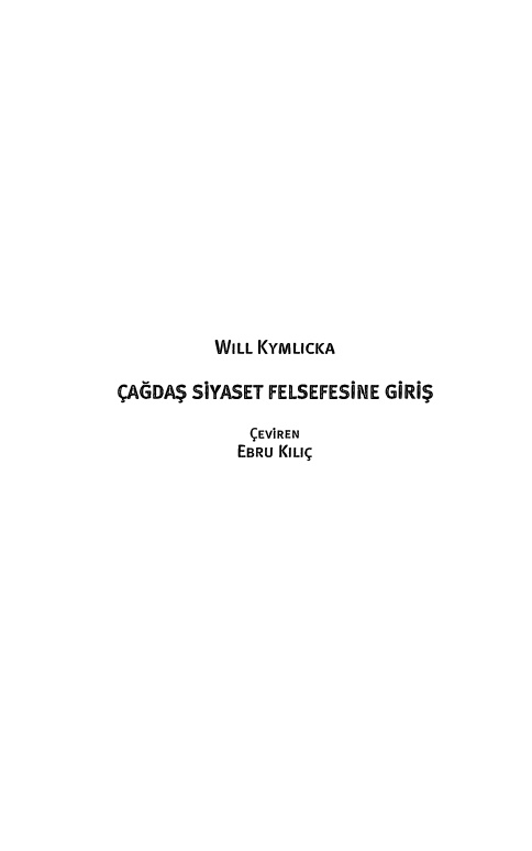 Çağdaş Siyaset Felsefesine Giriş PDF İndir – Will Kymlicka