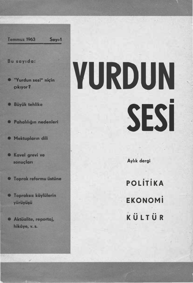 Yurdun Sesi Sayı 001 Temmuz 1963 PDF İndir – Kolektif