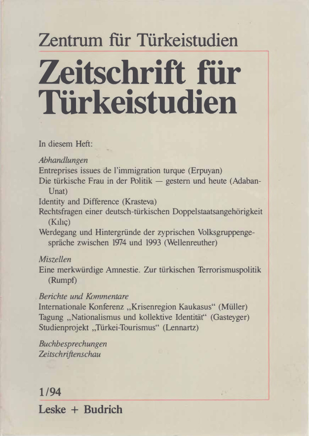 Zeitschrift für Türkeistudien Heft 1 1994 PDF İndir – Kolektif