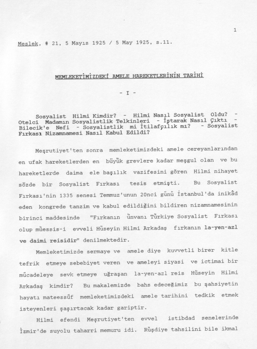 Memleketimizdeki Amele Hareketlerinin Tarihi PDF İndir – Zeki Cemal