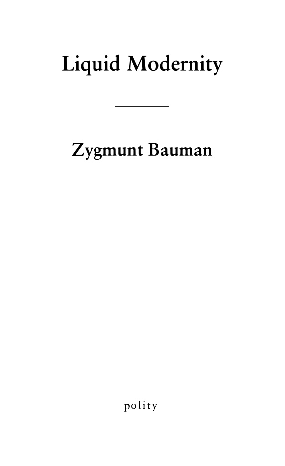 Liquid Modernity PDF İndir – Zygmunt Bauman