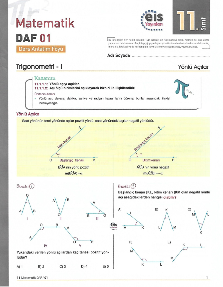 11. Sınıf Matematik 1 PDF İndir – Eis Yayınları Komisyon