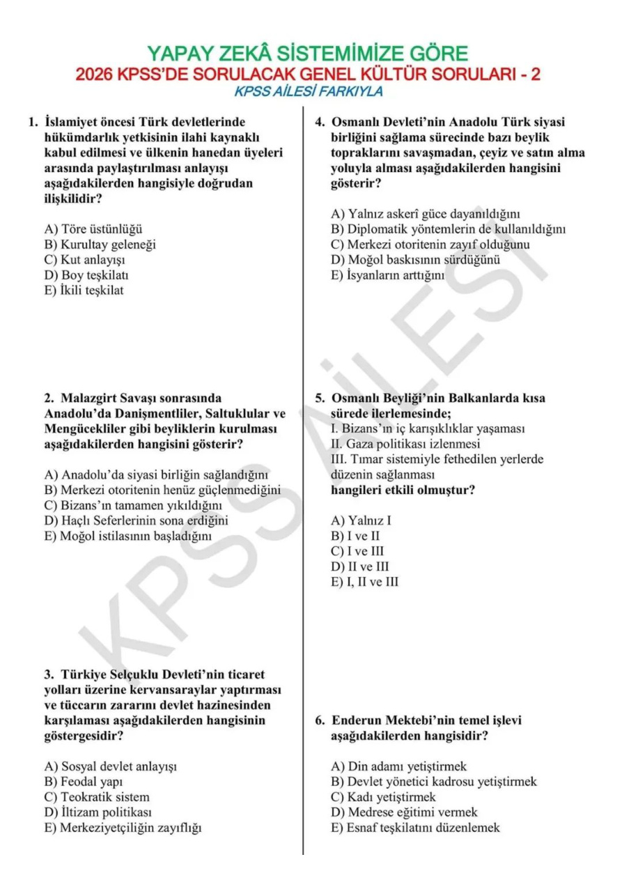 Genel Kültür Deneme 2 PDF İndir – Kolektif
