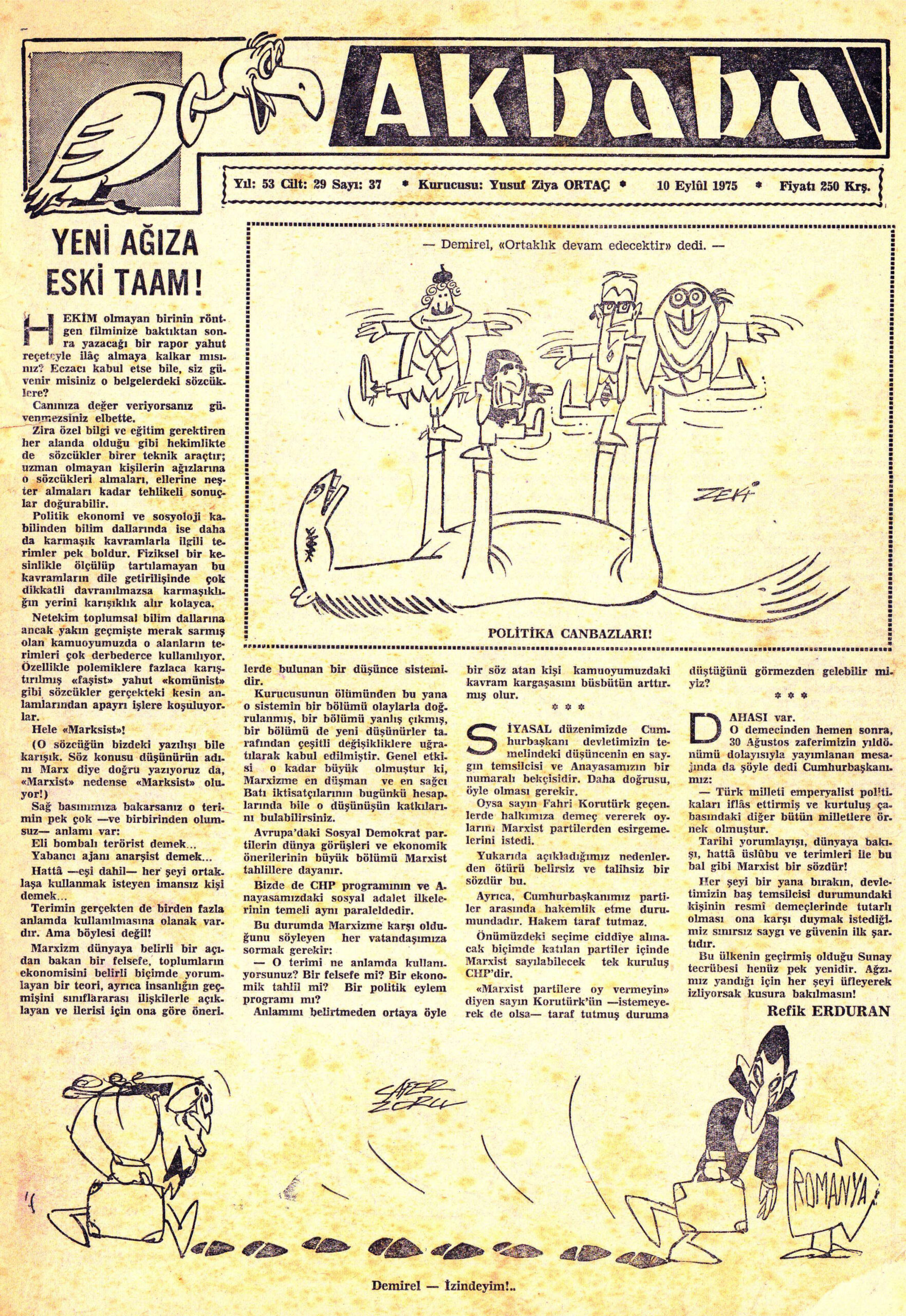 Akbaba 1975 Sayı 037 PDF İndir – Yusuf Ziya Ortaç