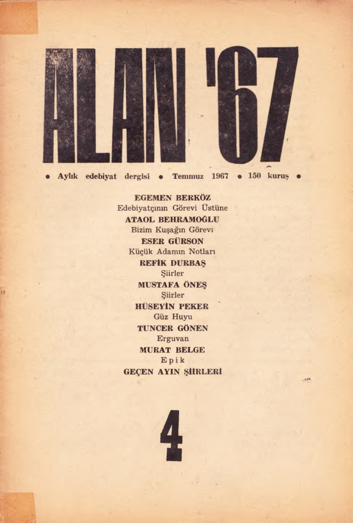 Alan 67 Sayı 4 Temmuz 1967 PDF İndir - Kolektif 1 Alan 67 Sayı 4 Temmuz 1967 PDF İndir – Kolektif