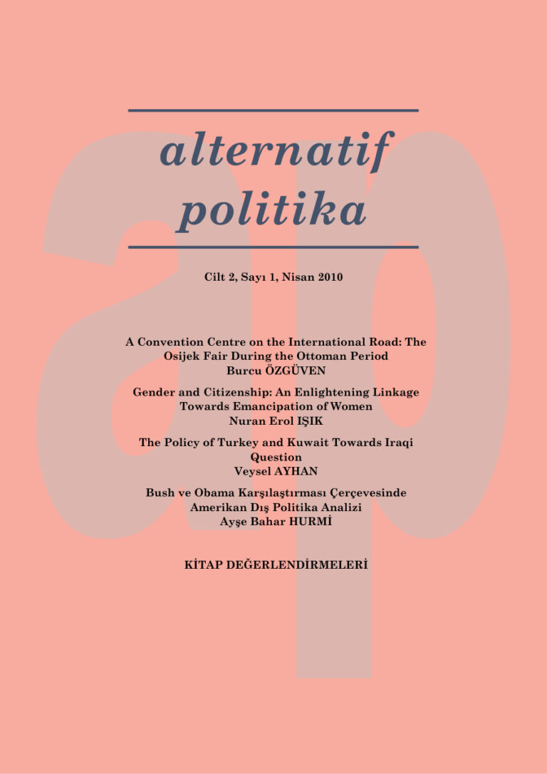Alternatif Politika Cilt 02 Sayı 1 Nisan 2010 Kitap Kapağı
