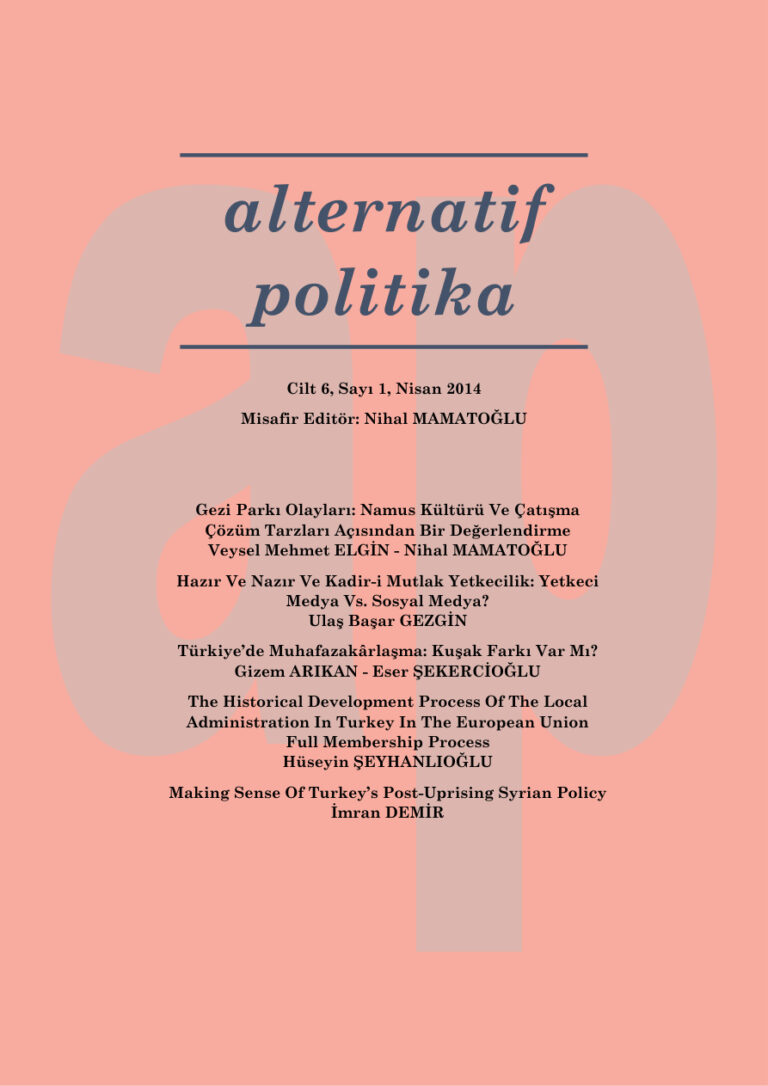 Alternatif Politika Cilt 06 Sayı 1 Nisan 2014 Kitap Kapağı
