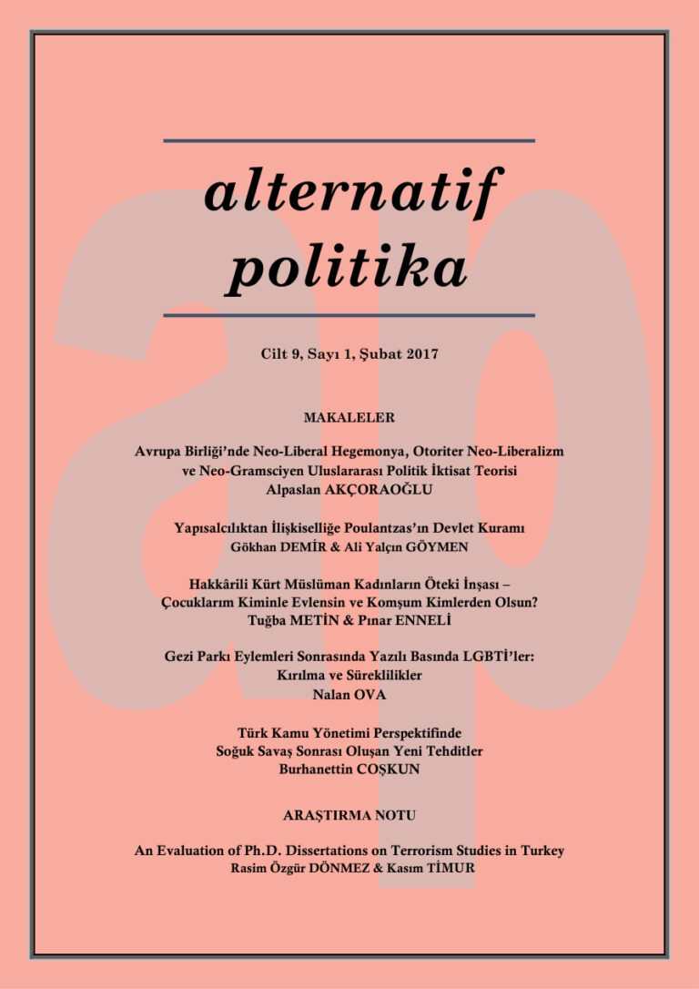 Alternatif Politika Cilt 09 Sayı 1 Şubat 2017 Kitap Kapağı