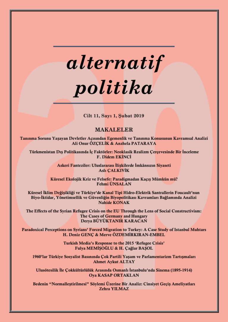 Alternatif Politika Cilt 11 Sayı 1 Şubat 2019 Kitap Kapağı