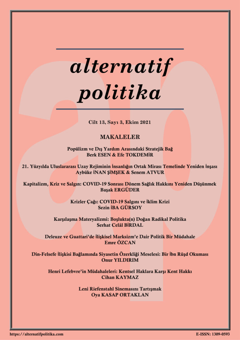 Alternatif Politika Cilt 13 Sayı 3 Ekim 2021 Kitap Kapağı