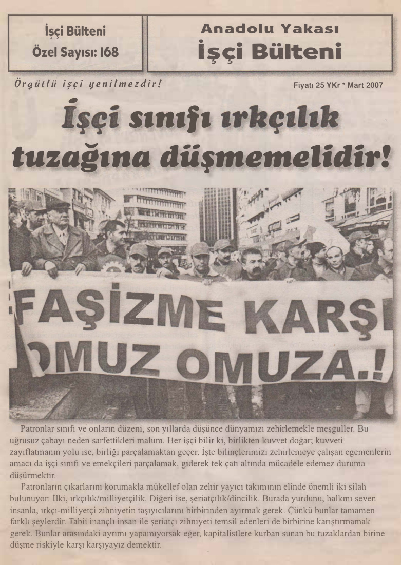 Anadolu Yakası İşçi Bülteni İşçi Bülteni Özel Sayı 168 Mart 2007 PDF İndir – Kolektif