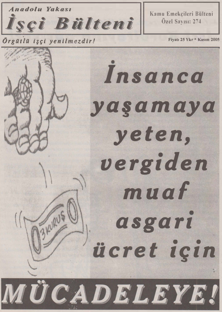 Anadolu Yakası İşçi Bülteni Kamu Emekçileri Bülteni Özel Sayı 274 Kasım 2005 PDF İndir – Kolektif