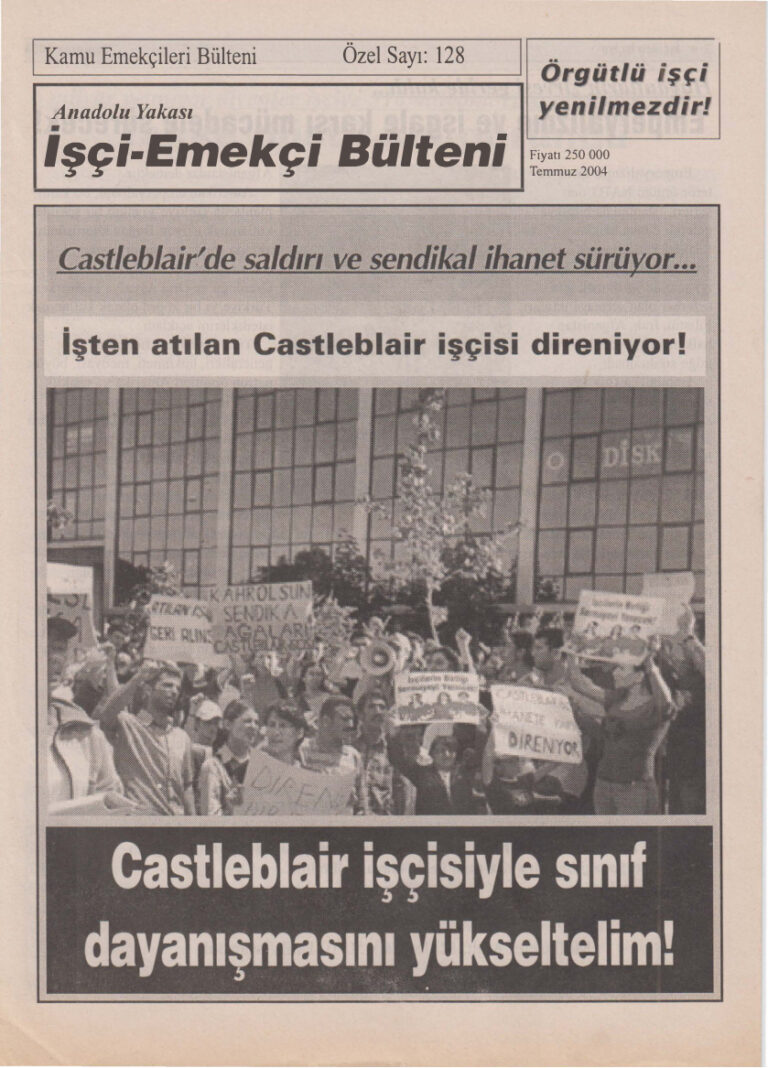 Anadolu Yakası İşçi Emekçi Bülteni Kamu Emekçileri Bülteni Özel Sayı 128 Temmuz 2004 Kitap Kapağı