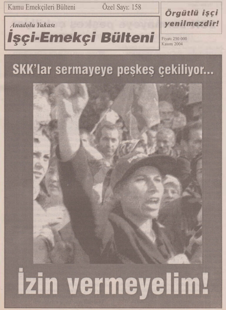 Anadolu Yakası İşçi Emekçi Bülteni Kamu Emekçileri Bülteni Özel Sayı 158 Kasım 2004 Kitap Kapağı