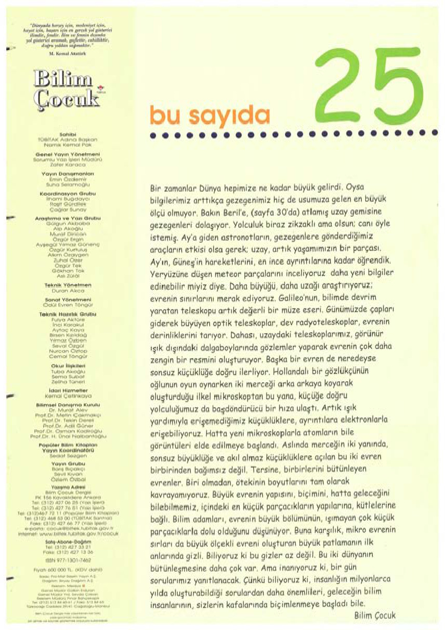 Bilim ve Çocuk Sayı 025 Ocak 2000 PDF İndir – Kolektif