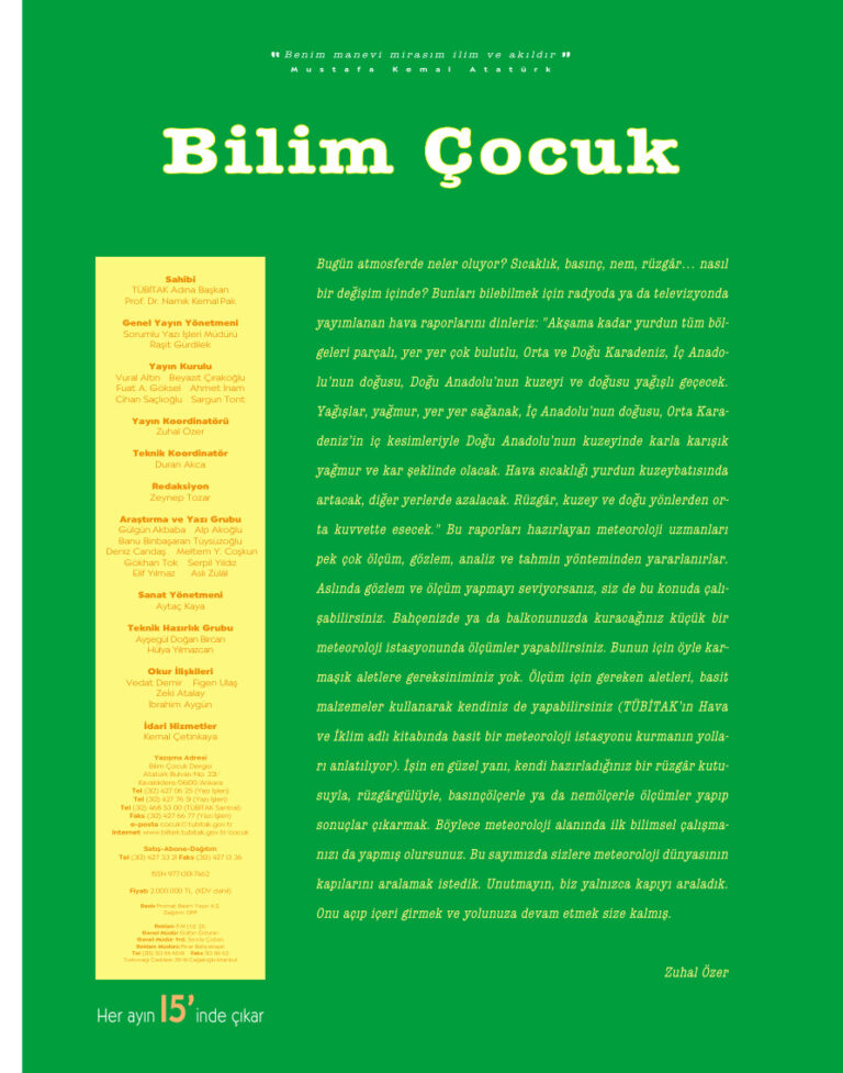 Bilim ve Çocuk Sayı 064 Nisan 2003 Kitap Kapağı