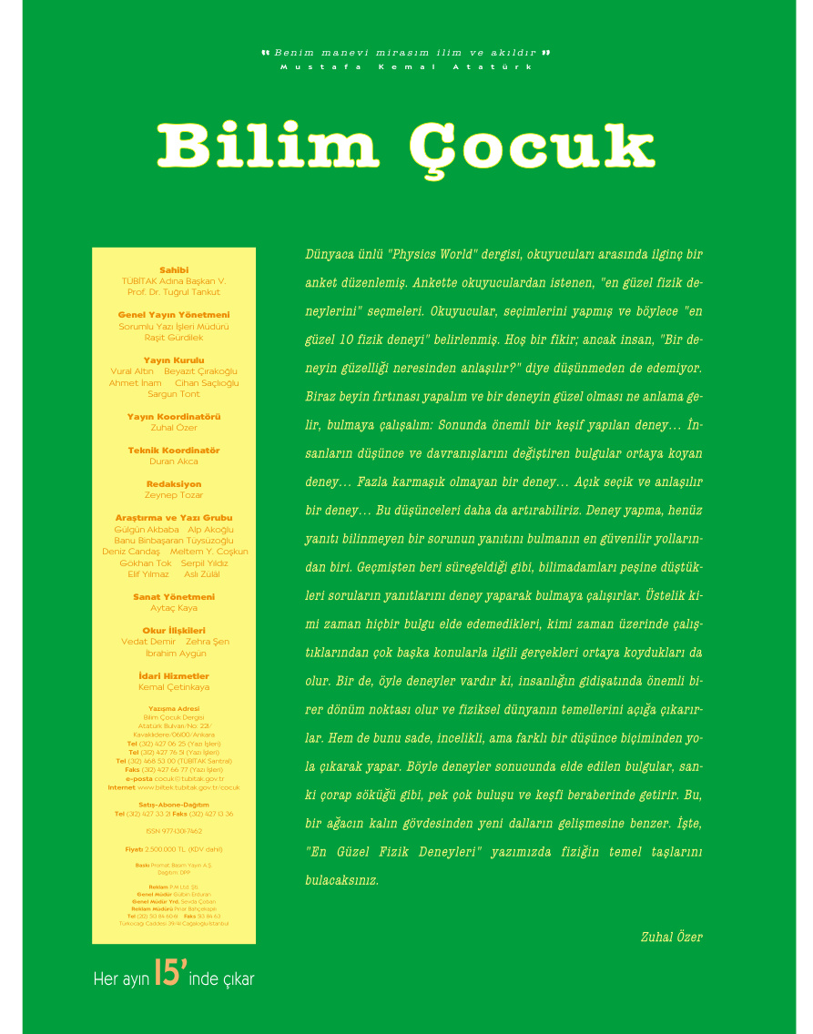 Bilim ve Çocuk Sayı 071 Kasım 2003 PDF İndir – Kolektif