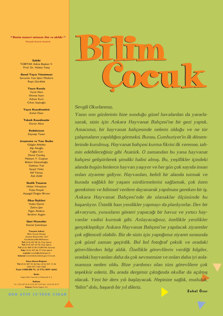Bilim ve Çocuk Sayı 093 Eylül 2005 Kitap Kapağı