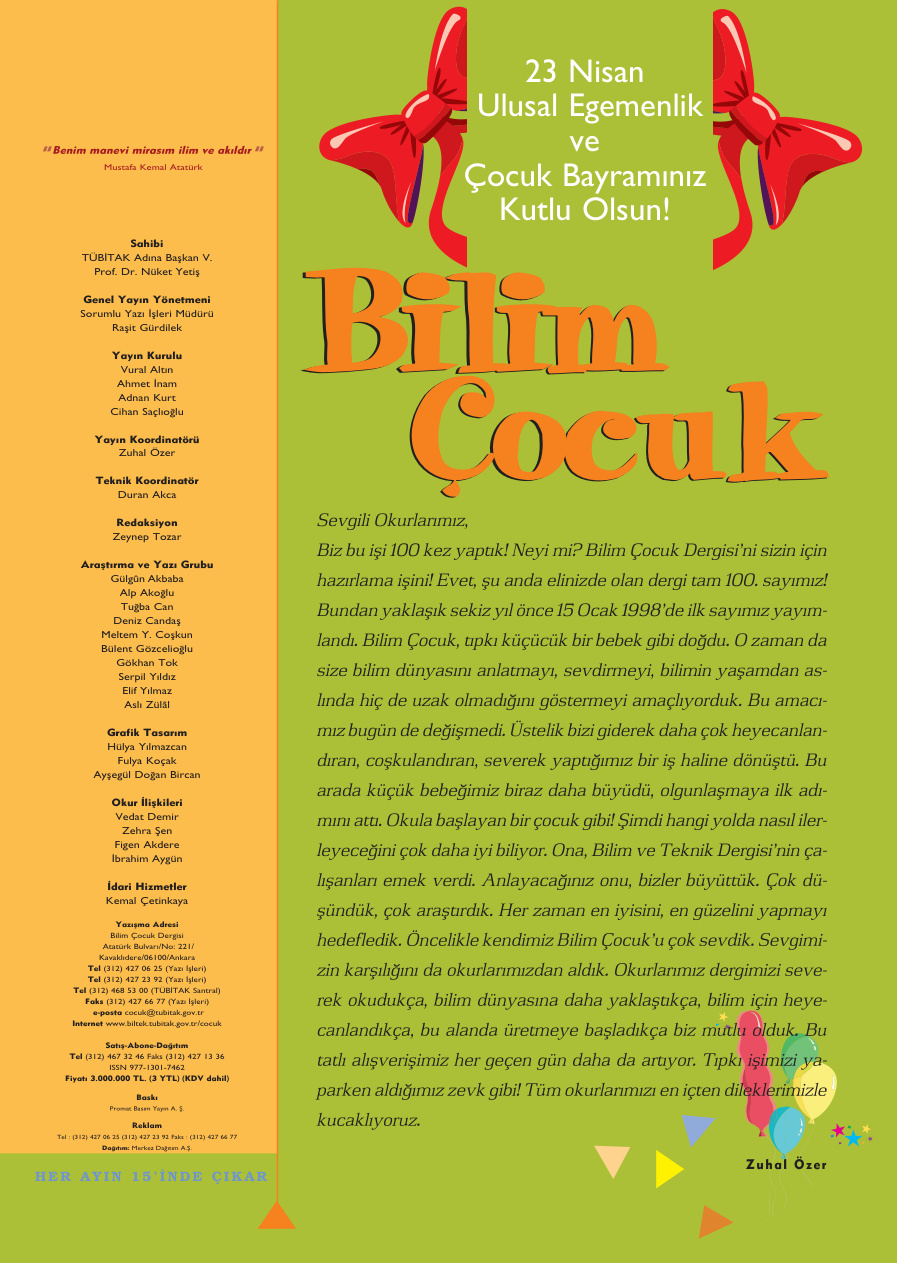 Bilim ve Çocuk Sayı 107 Kasım 2006 PDF İndir – Kolektif