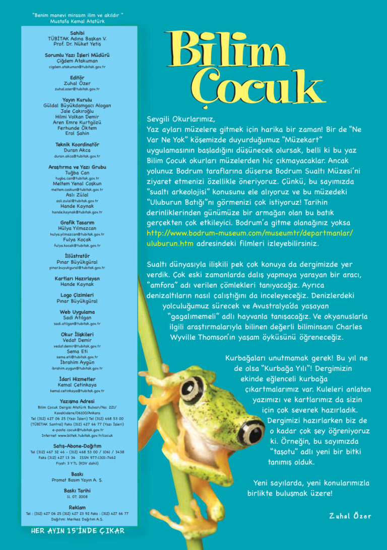 Bilim ve Çocuk Sayı 127 Temmuz 2008 Kitap Kapağı