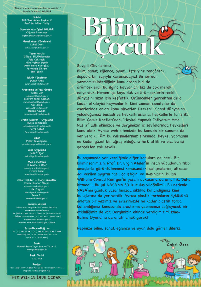Bilim ve Çocuk Sayı 130 Ekim 2008 Kitap Kapağı