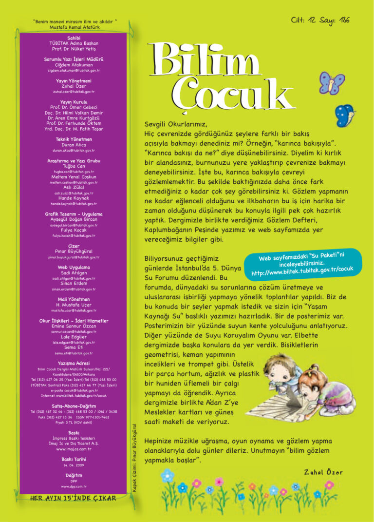 Bilim ve Çocuk Sayı 136 Nisan 2009 Kitap Kapağı
