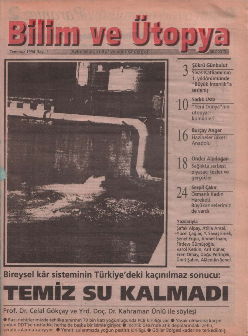 Bilim ve Ütopya Sayı 001 Temmuz 1994 PDF İndir – Kolektif