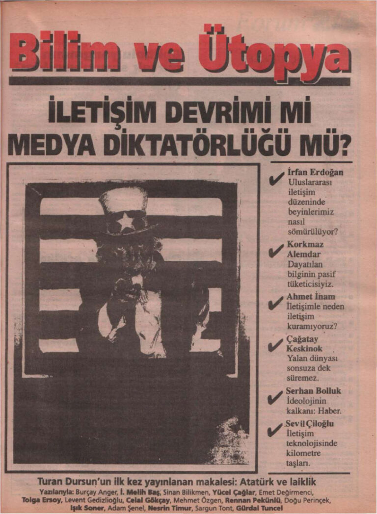 Bilim ve Ütopya Sayı 003 Eylül 1994 Kitap Kapağı