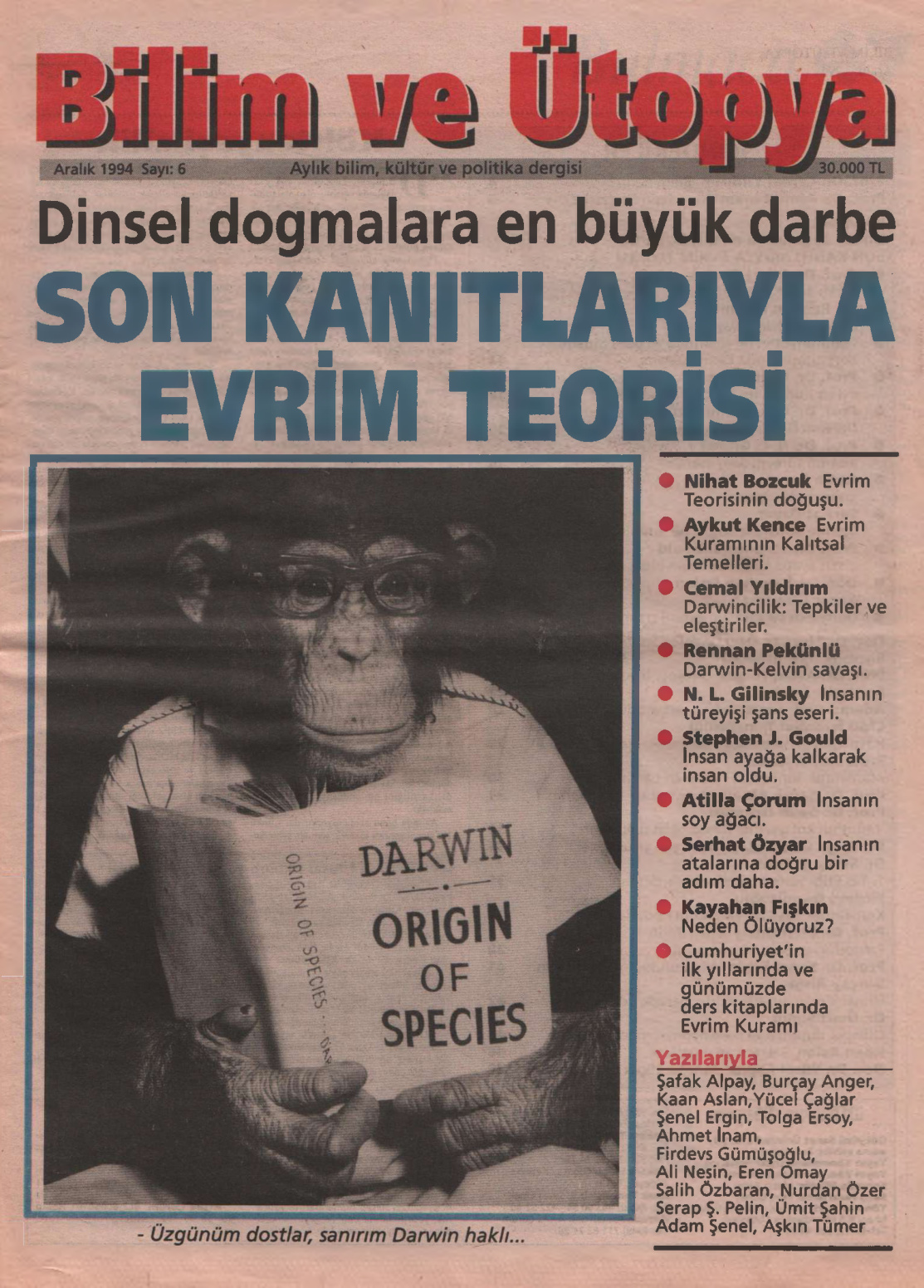 Bilim ve Ütopya Sayı 006 Aralık 1994 PDF İndir – Kolektif