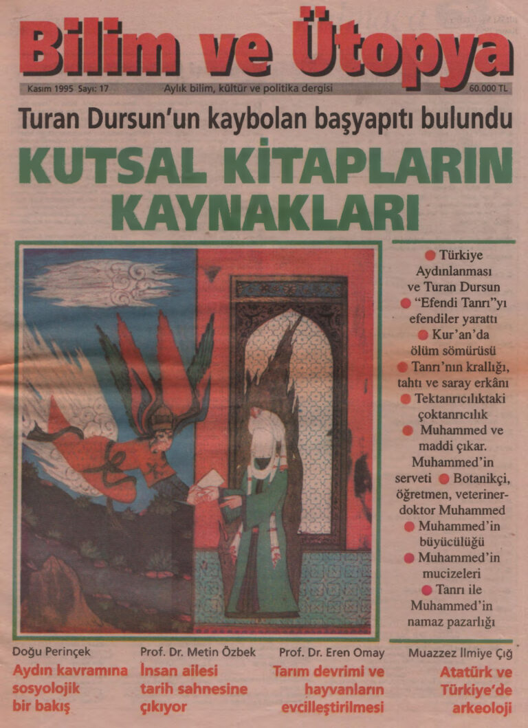 Bilim ve Ütopya Sayı 017 Kasım 1995 Kitap Kapağı