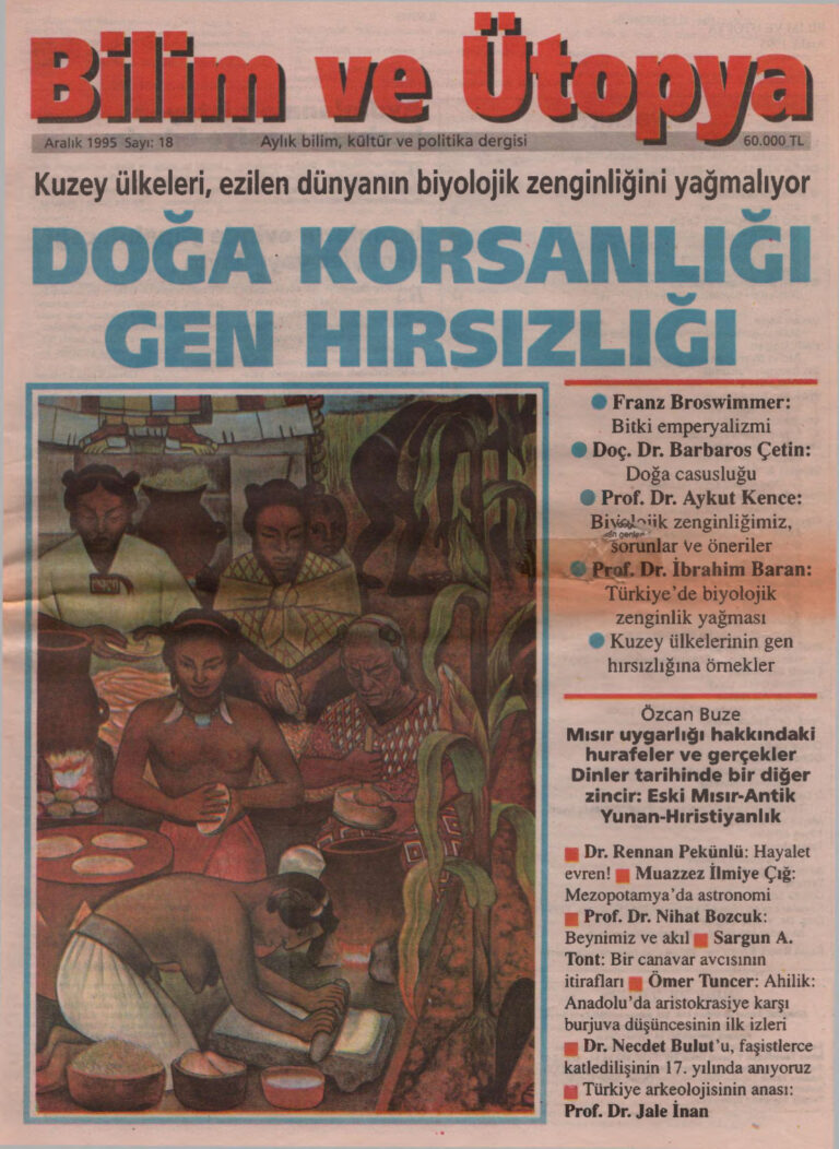 Bilim ve Ütopya Sayı 018 Aralık 1995 Kitap Kapağı