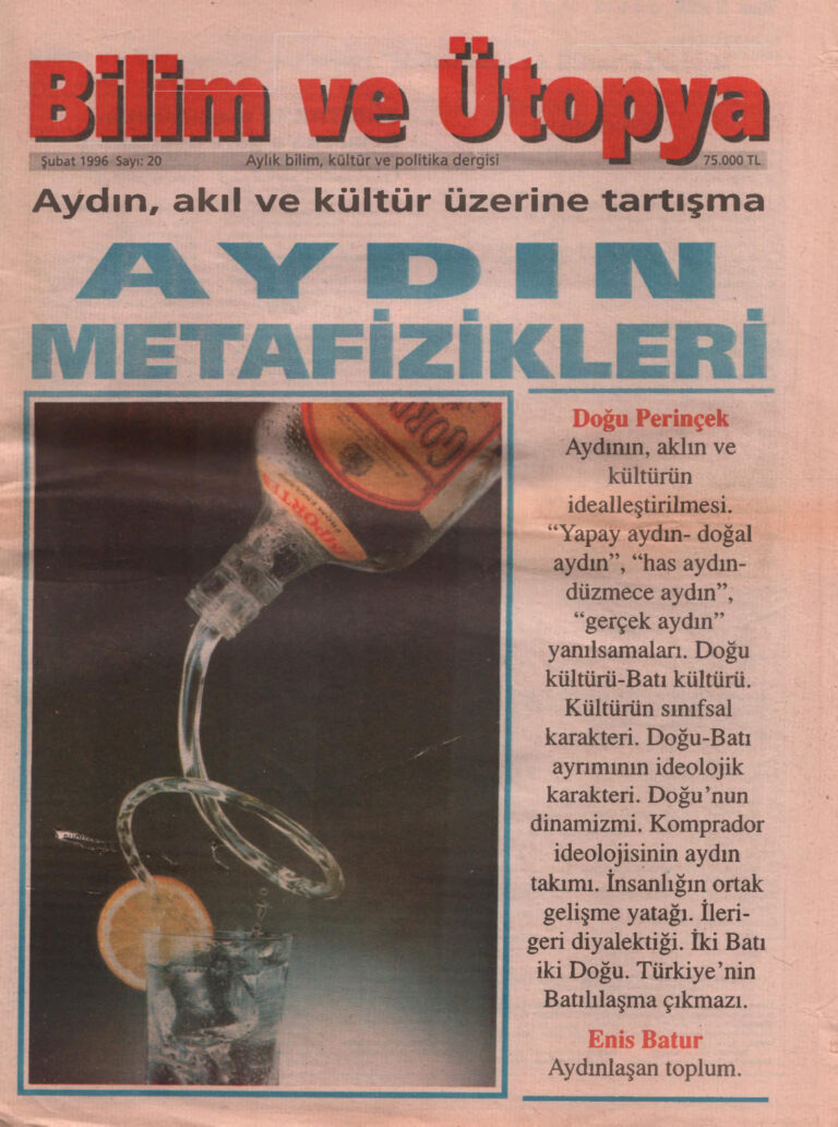 Bilim ve Ütopya Sayı 020 Şubat 1996 Kitap Kapağı