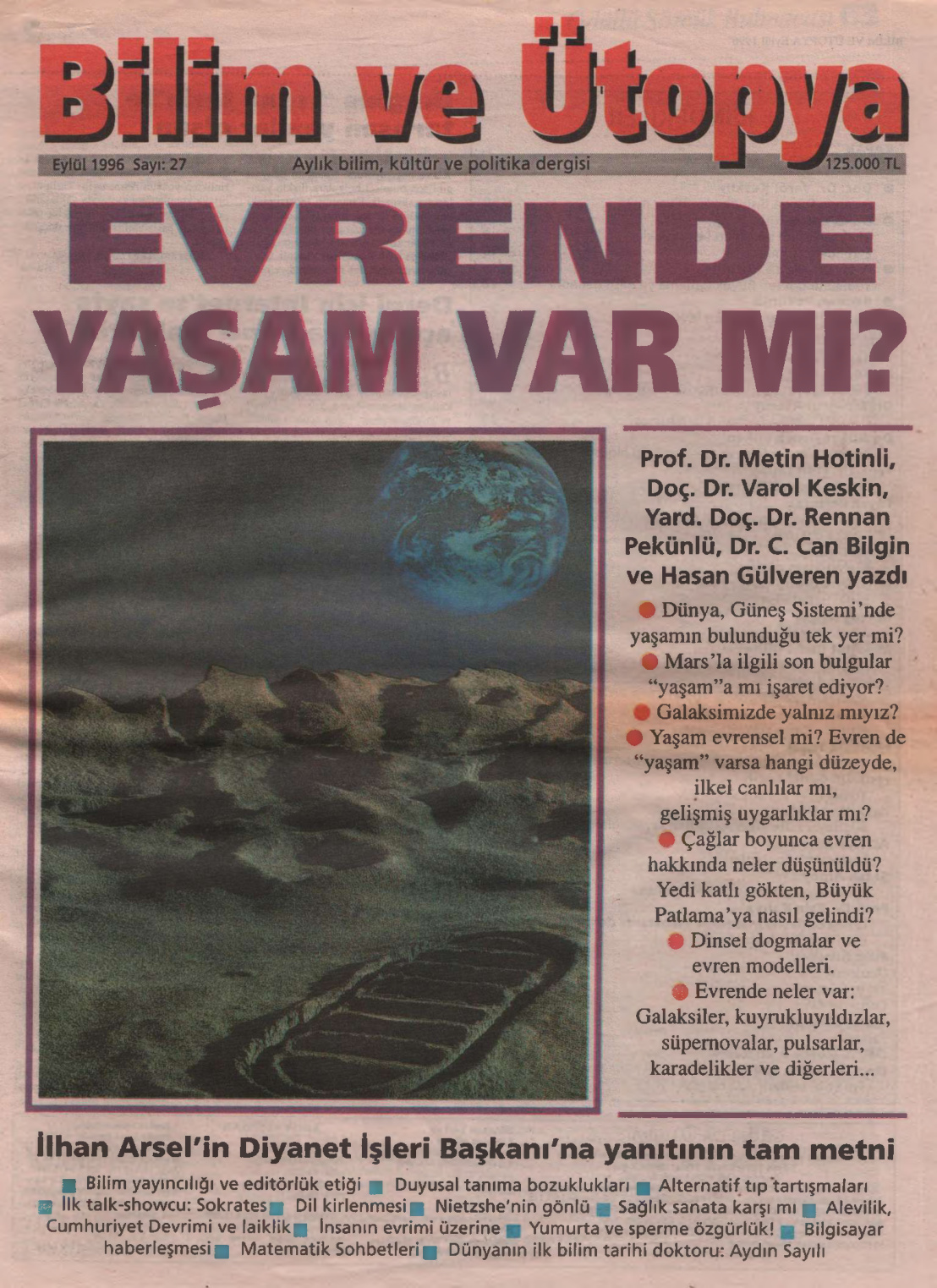 Bilim ve Ütopya Sayı 027 Eylül 1996 PDF İndir – Kolektif