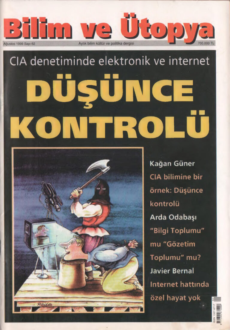 Bilim ve Ütopya Sayı 062 Ağustos 1999 Kitap Kapağı