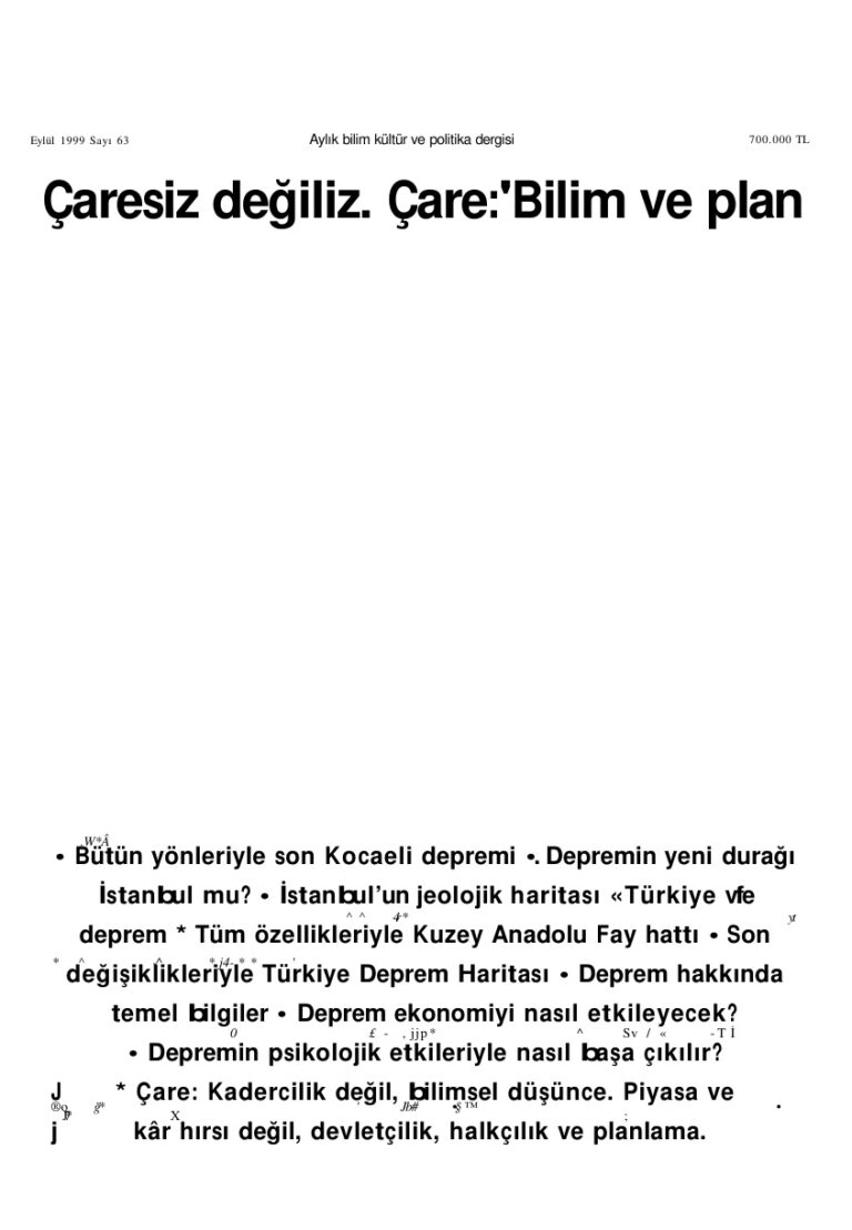 Bilim ve Ütopya Sayı 063 Eylül 1999 Kitap Kapağı